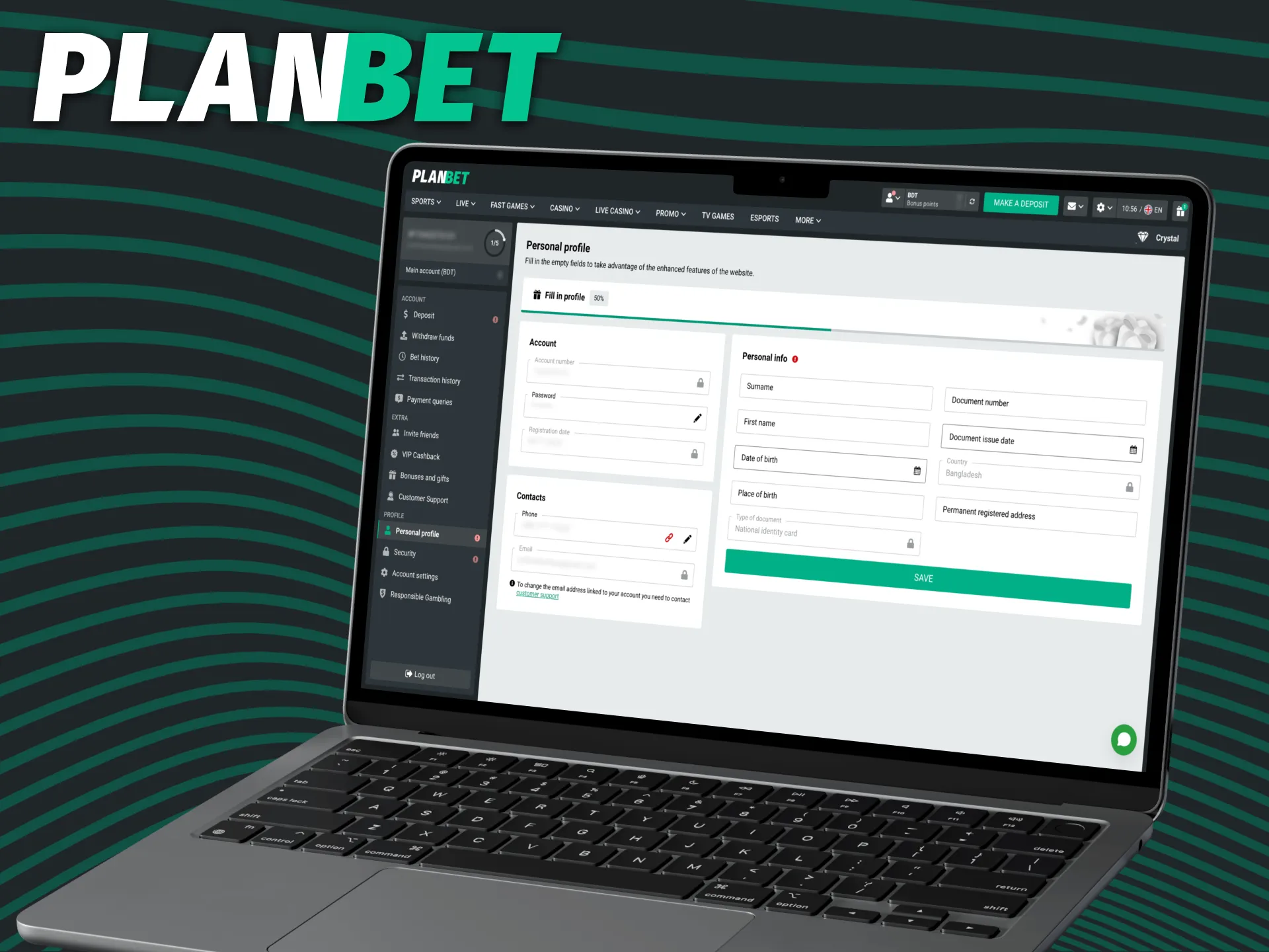 Account verification with photo ID and proof of address at Planbet