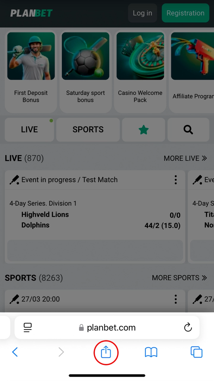 Share the Planbet app on the button below.