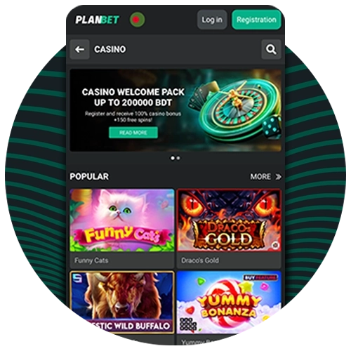 Planbet offers a wide range of casino games for all tastes.