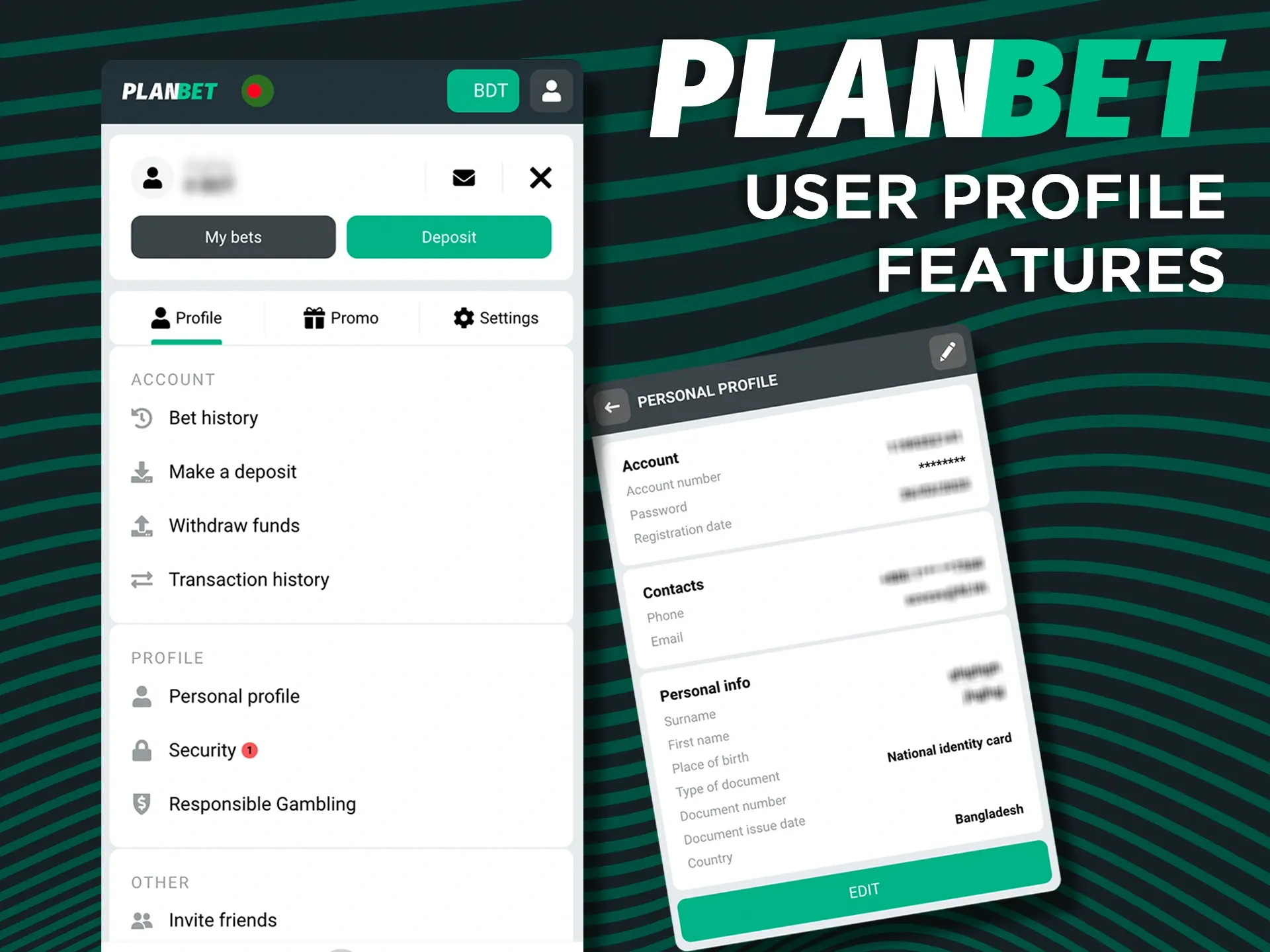 Take full advantage of your Planbet profile.